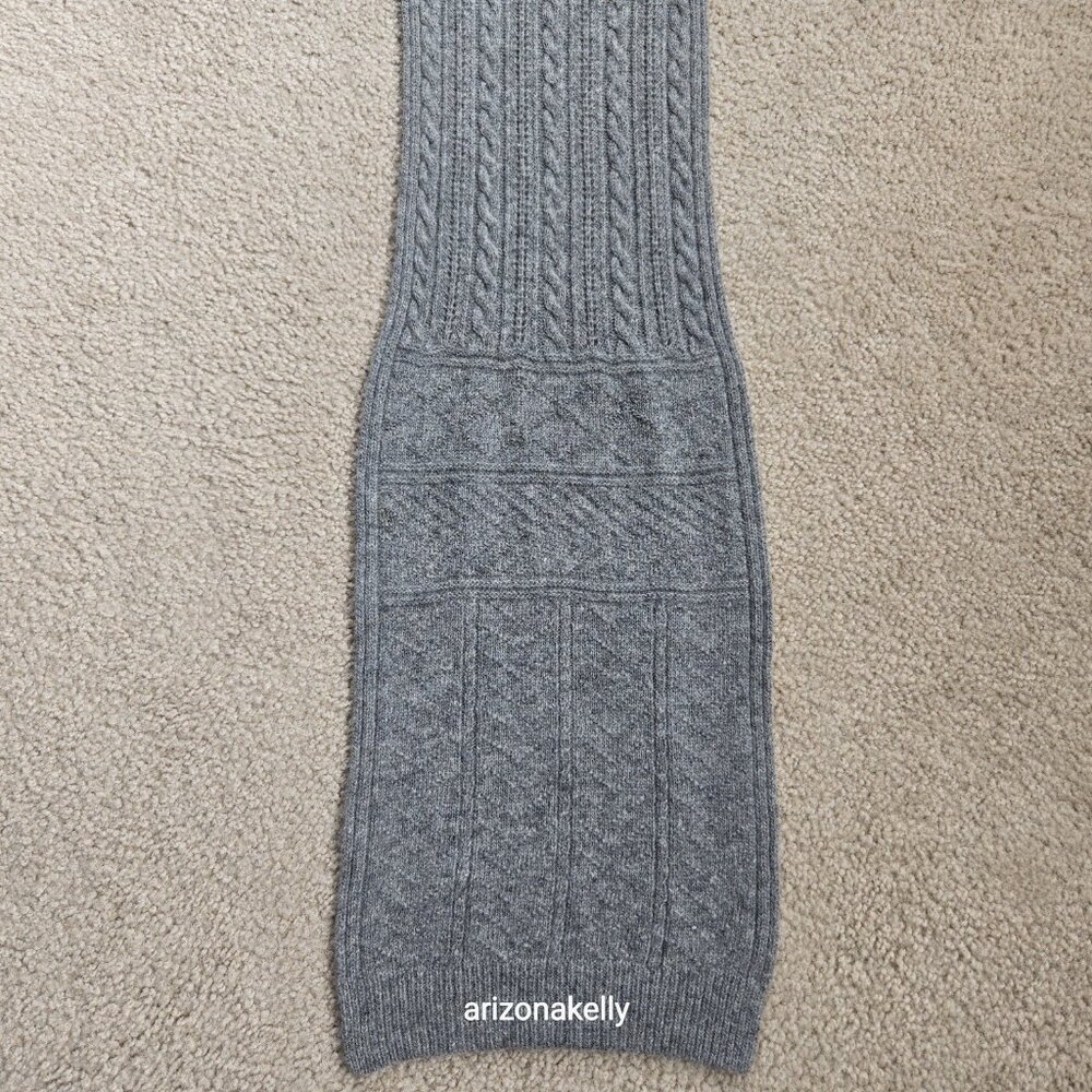 Lauren Ralph Lauren Lambswool Angora Scarf Cable Diamond Poinetlle Grey - Picture 2 of 14